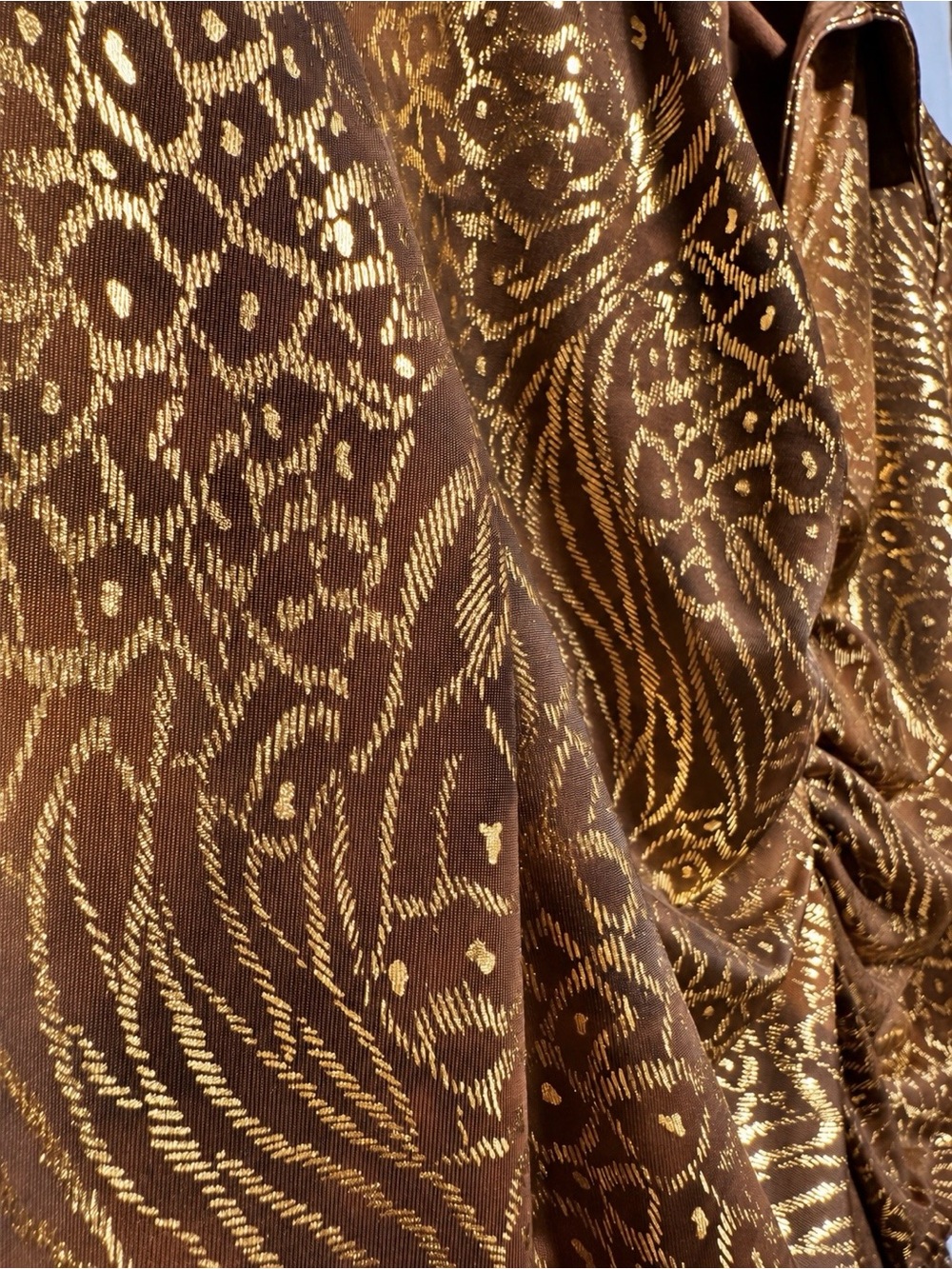 Vintage Ribkoff Trends Gold Metallic Ruched Rhinestone Party Top Size 8 - Picture 2 of 9